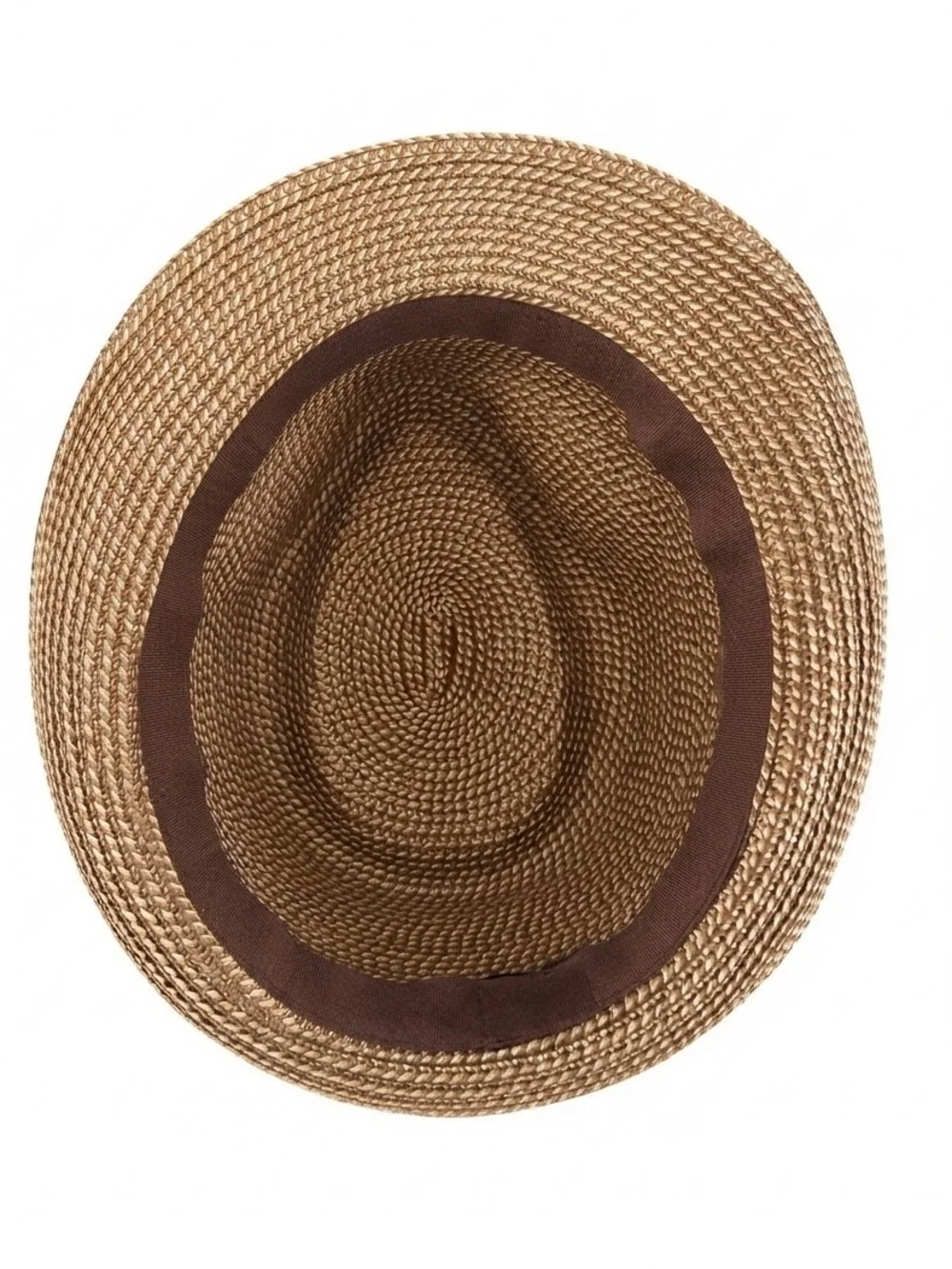 Men's Straw Fedora Hat Brown Black Band Trilby Summer Beach Sun Hat